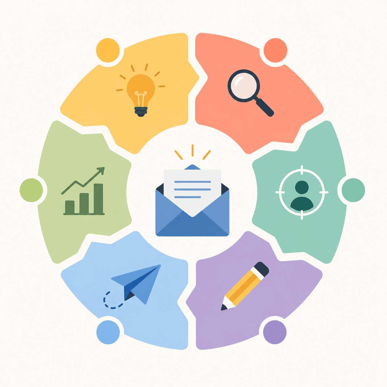 6-step email inspiration framework diagram