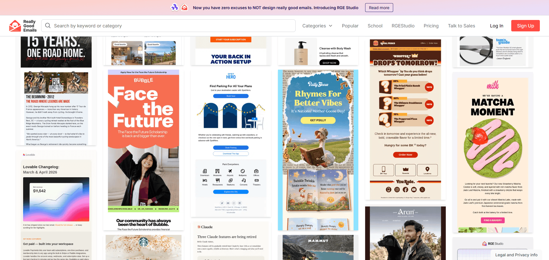 Really Good Emails database interface illustration