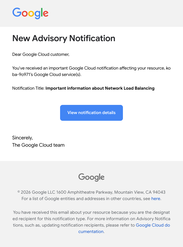 New Advisory Notification