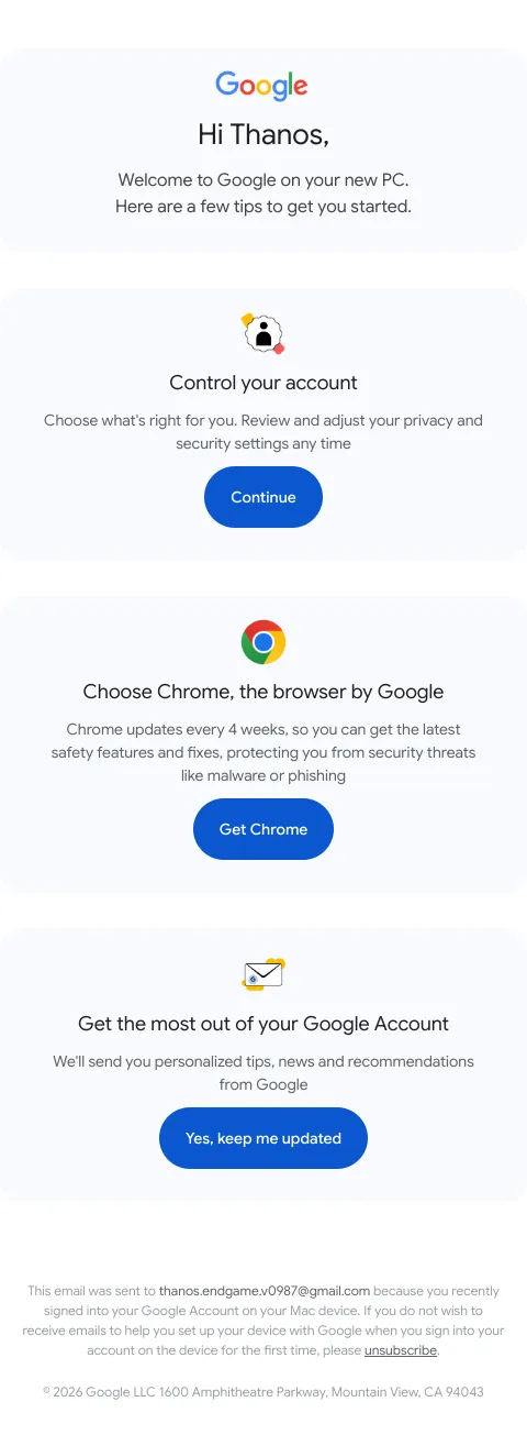 Thanos, review your Google Account settings