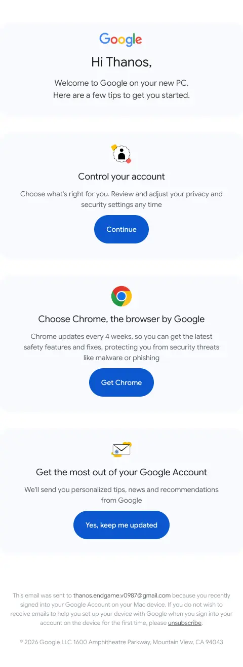 Thanos, review your Google Account settings