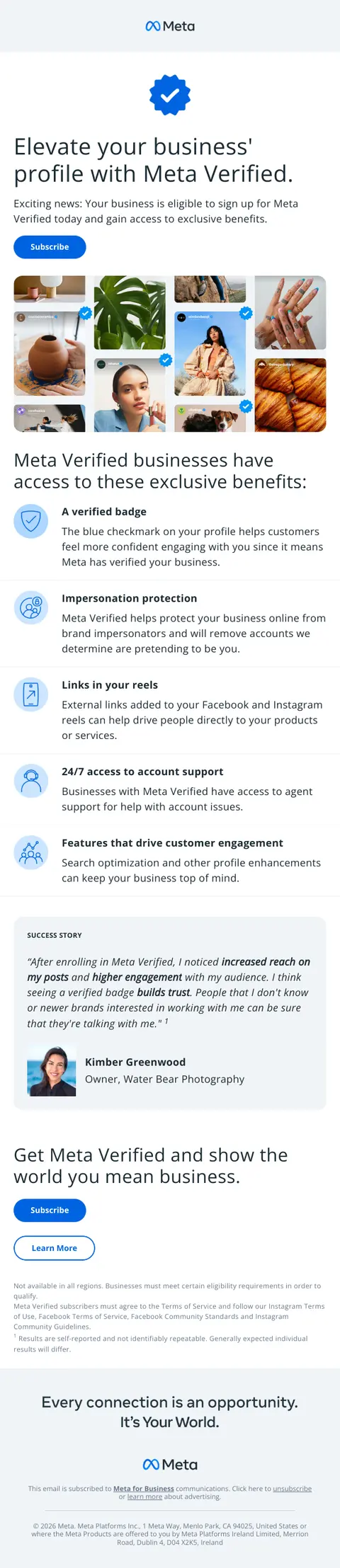 Did you know? Your business is eligible for Meta Verified
