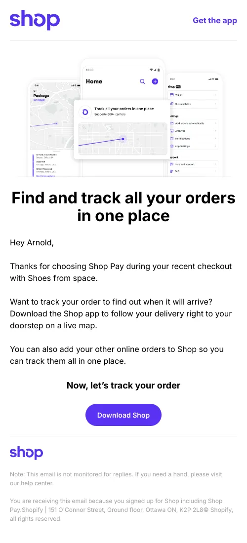 Track your order with shop