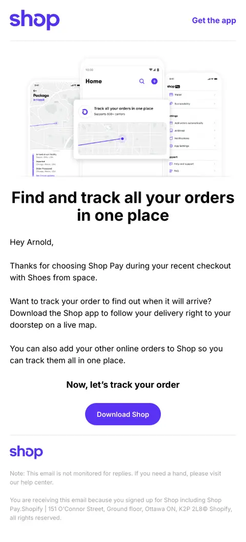 Track your order with shop