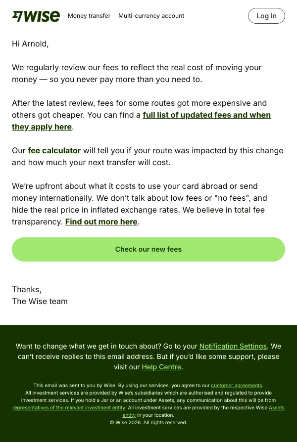 Fees are changing