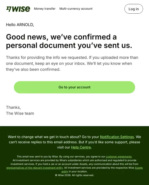 We've confirmed your documents