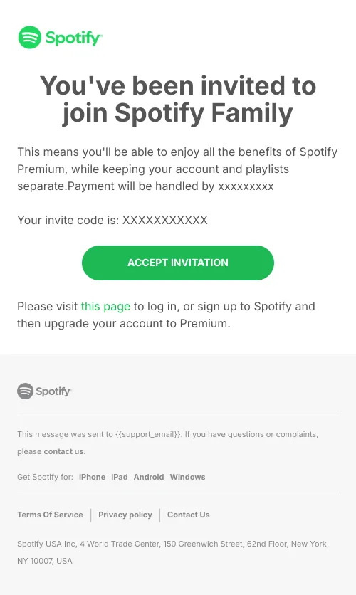 You’ve been invited to a Spotify Family