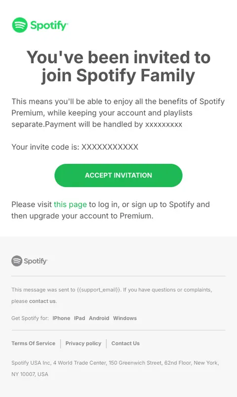 You’ve been invited to a Spotify Family