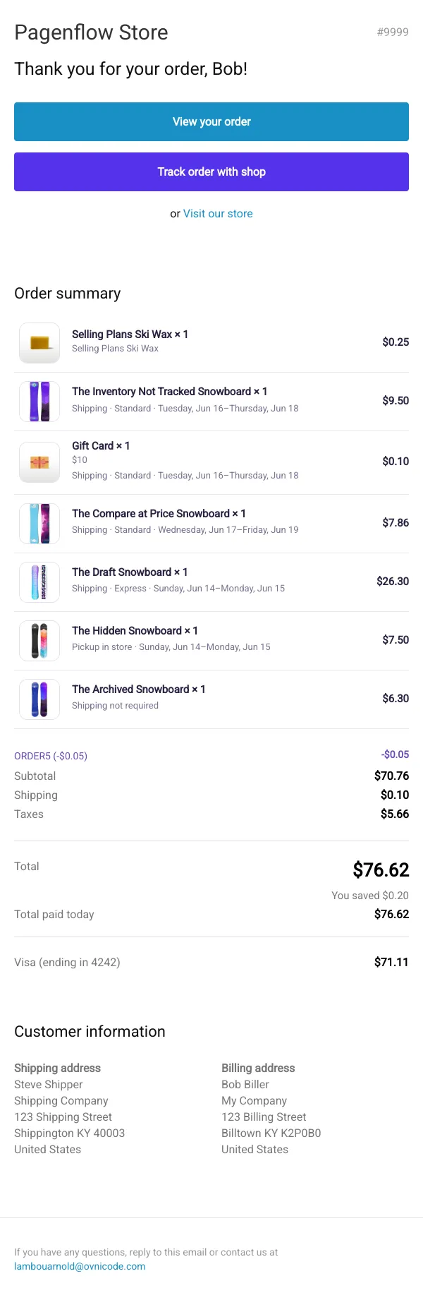 Order Confirmed – {{ order.name }}