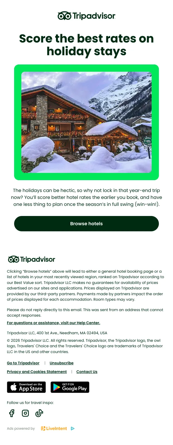 Hotels for a year-end trip