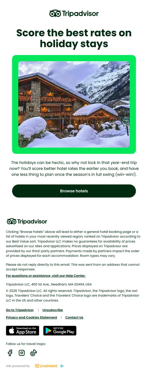 Hotels for a year-end trip
